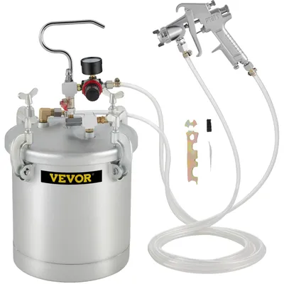 Produktbild von VEVOR Gewerblicher Drucklacktank 2,5 Gallonen Drucktopf 10L Drucklacktopf Futter Spritzpistole 1,5mm Düse Farbsprüher für 10L Kapazität Malen, Standardhandbuchtyp, 10 L