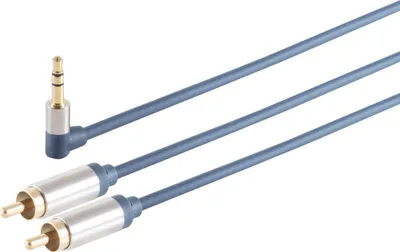 Produktbild von S/CONN maximum connectivity Home-Cinema Verchromter Metall-WINKEL-Klinkenstecker 3,5 mm und 2 verchromte Metall-Cinchstecker, vergoldete Kontakte, SLIM LINE