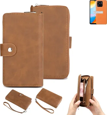 Produktbild von K-S-Trade Handyhülle Schutzhülle kompatibel mit Xiaomi Redmi 10 Power & Portemonnee Tasche Handytasche Case Etui Geldbörse Wallet braun (1x)
