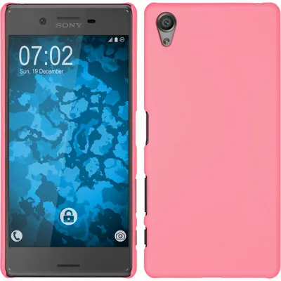 Produktbild von PhoneNatic Case kompatibel mit Sony Xperia X - Hülle rosa gummiert Hard-case + 2 Schutzfolien