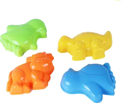 Produktbild von Sandspielzeug Formen Set 4-teilig mit Hund, Kuh, Pinguin, Dinosaurier für Sandkasten