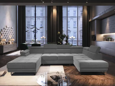 Produktbild von FURMEB24 ECKSOFA CAPRI U-form mit schlaffunktion rechts 320 x 183 cm GRAU