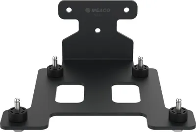A black metal wall mount bracket with rubber feet.