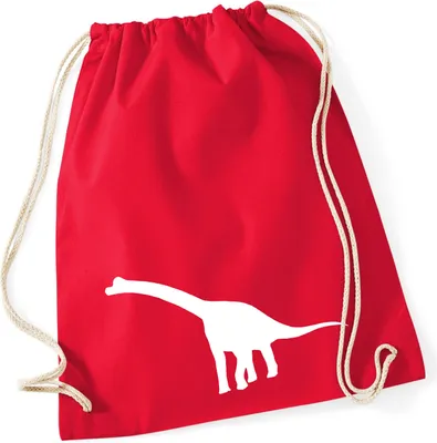 Produktbild von Huuraa Turnbeutel Brachiosaurus Dinosaurier 12 Liter Classic Red Baumwolle Rucksack Geschenkidee
