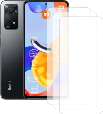 Produktbild von Drei Stück (3x) Display-Schutzfolie Displayschutz-Glas 9H Glas für Xiaomi Redmi Note 11 Pro