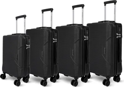 Produktbild von deluxe4home® 4dílná sada kufrů s tvrdou skořepinou cestovní kufr a vozík černá I sada kufrů ABS tvrdá skořepina se 4 kolečky I cestovní tašky zavazadla na kolečkách kufr