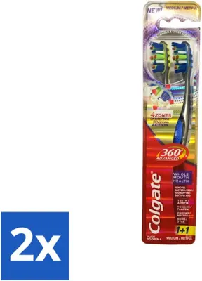 Immagine prodotto di Spazzolino Colgate 360° Advanced, medio, confezione da 2 - Confezione risparmio - 2 pezzi