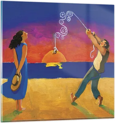 Produktbild von Bilder auf glas - Einteilig - Symbol Liebe Surrealismus - 60x60cm - Glasbilder - Wandbilder - Bilder - zum Aufhängen bereit - Wanddekoration aus Glas - Glas Bilder - Wandbild auf Glas - GAC60x60-4411