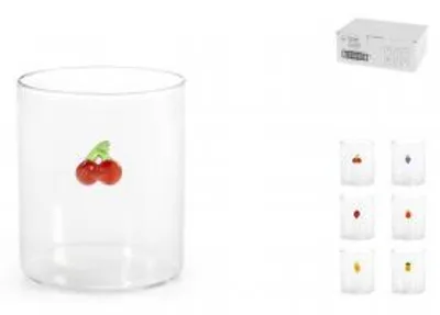 Immagine prodotto di H&H Set 6 Bicchieri In Borosilicato Con Miniatura Decori Assortiti Cl 42