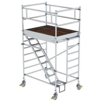 Produktbild von Günzburger Steigtechnik Rollgerüst 1,35 x 1,8 m mit Schrägaufstiegen Plattformhöhe 2,35 m - 167100