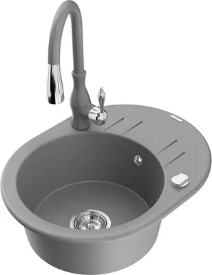 Produktbild von Mexen Kevin 1 Becken-Granitspüle mit Abtropffläche und Mischbatterie Savita, Grau - 6517-71-672601-71