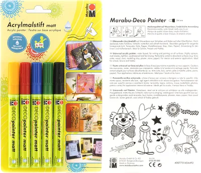 Produktbild von Marabu Acrylmarker "Deco Painter matt" Strichstärke: 3-4 mm 5er Blister