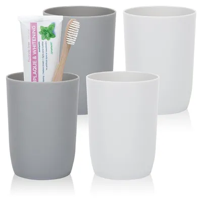 Produktbild von Zahnbürstenbecher-Set 280 ml × 4 stapelbar Kunststoff grau+weiß