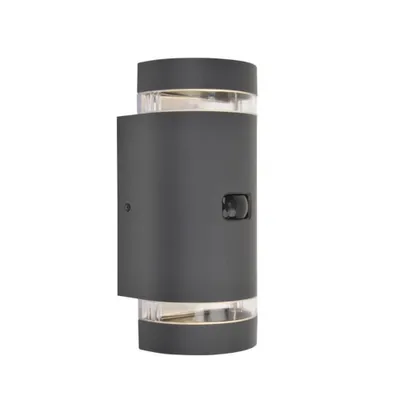 Immagine prodotto di Applique da esterno con sensore FOCUS grigio-bianco 2xGU10x7W in alluminio, dimensioni: 23,9x11x9,6 cm, IP44 Lutec