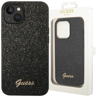 Produktbild von Guess PC/TPU Glitter Flakes Metal Logo Case für iPhone 14 Plus schwarz