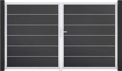 Produktbild von Doppeltor GroJa BasicLine Premium rechts vormontiert ohne Pfosten Rahmen Aluminium 300 x 180 cm anthrazit