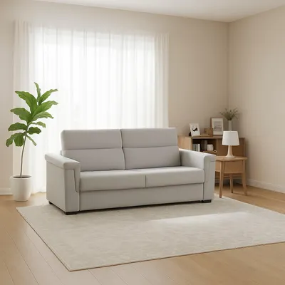 Immagine prodotto di Brusasco - Divano Letto 2 Posti, 205x95 cm Grigio Chiaro, Sfoderabile  Italy