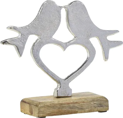 Produktbild von Romantische Herzdeko Hochzeit Metall Holz 16,5×19,5cm