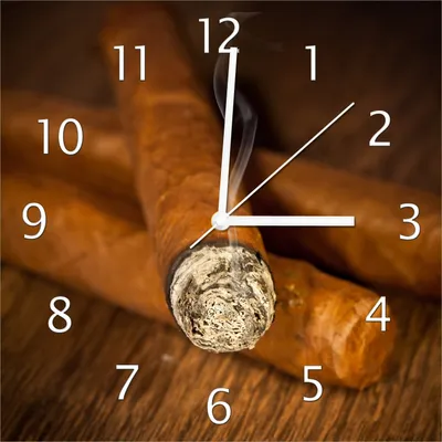 Produktbild von Wallario Design Wanduhr Zigarre am Abend aus Echtglas, Größe 30 x 30 cm