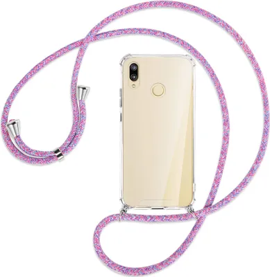 Produktbild von Handykette Backcover-Schutzhülle mit Band (Metall silberfarben) für Huawei P20 lite - lila/rosa/blau