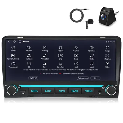 Produktbild von Autoradio Mit Kamera Mic für Audi A3 S3 RS3 8P 8V 2003-2013 Wireless CarPlay Android Auto WiFi GPS Navi RDS DSP DAB+ Bluetooth 10.26 Zoll 2+64GB