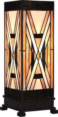 Immagine prodotto di LumiLamp 5LL-6359 Lampada da tavolo Tiffany Marrone Beige 17x17x44 cm E27 40W