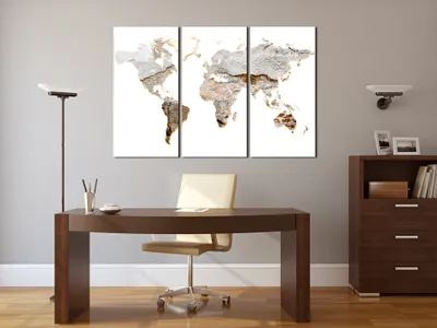 Immagine prodotto di Quadro in sughero non tessuto - Continenti di cemento 120x80 cm Carte k-A-0084-p-e