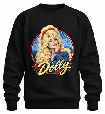 Imagen del producto de Sudadera con cuello redondo, diseño "Jolene" de Dolly Parton, cantante de música country, leyenda de Tennessee, color negro, talla S