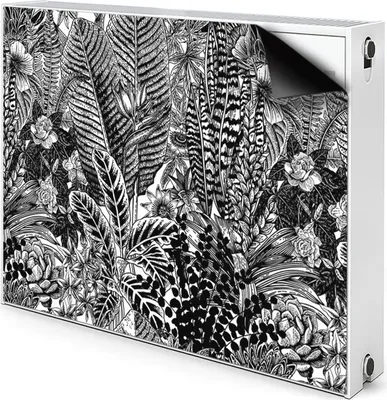 Produktbild von Magnet Heizung Verkleidung Abdeckung Heizung Heizkörperabdeckung 80x60 cm  - Schwarz und Weiß, Blätter