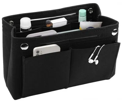 Produktbild von Filztasche Handtaschenorganizer Taschenorganizer - 30 x 10 x 20 cm - Schwarz - Mit mehreren Fächern - Für Handtasche und Reisekoffer
