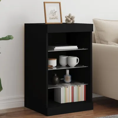 Image de Maison Exclusive - Buffet avec éclairage LED Noir 41x37x67 cm
