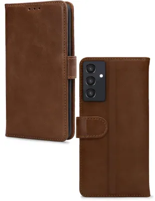 Produktbild von Mobilize Wallet Handyhülle für Samsung Galaxy A55 Hülle Echtes Leder Klapphülle Geldbörse - Braun