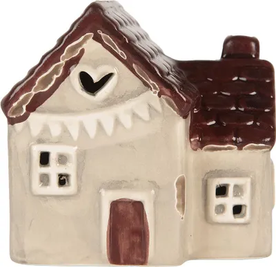 Image de Clayre & Eef Maison décorative avec LED LED 8x6x8 cm Beige Céramique