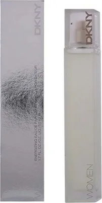 A bottle of DKNY Women Energizing perfume and its packaging.