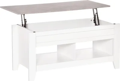 Image de Table basse avec plateau élévateur - Table de salon - 2 compartiments - recouvert de mélamine - 105x50x49 cm - Blanc