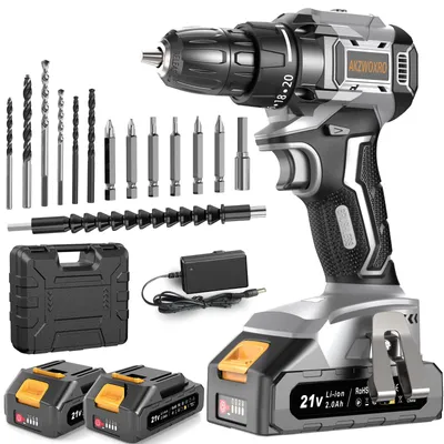 Immagine prodotto di Trapano a batteria da 21 V - 2 batterie da 2,0 Ah - Coppia di 45 Nm - Mandrino autoserrante da 10 mm
