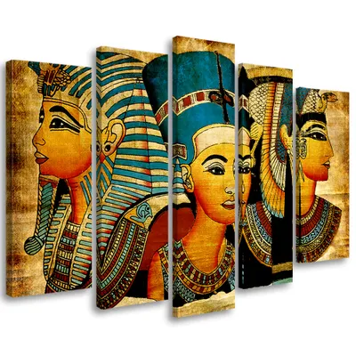 Image de Tableau en toile 5 pièces Épiphanie 200 x 100 cm Feeby marron Tableau mural prêt à accrocher