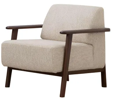 Produktbild von Beige Sessel mit modernem Design und eleganten Holzarmlehnen