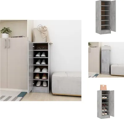 Image de vidaXL Armoire à chaussures gris béton 32x35x92 cm Bois composite - Étagères à chaussures & Armoires à chaussures