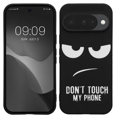 Produktbild von kwmobile Hülle kompatibel mit Google Pixel 10 - Handyhülle Silikon Case - Don't touch my Phone Weiß Schwarz