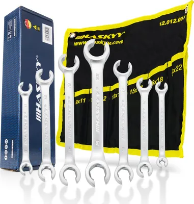 Produktbild von Offener Bremsleitung Schlüssel Satz 7 tlg. Doppel-Ringschlüssel 6-22mm