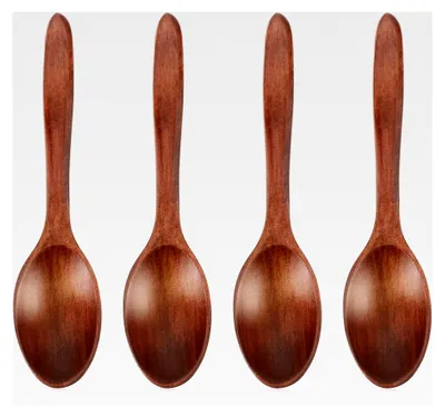 Produktbild von 4 Stück Holzlöffel aus natürlichem Material für verschiedene Küchenanwendungen