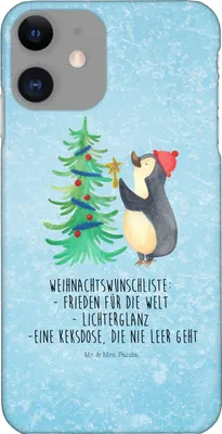 Produktbild von Mr. & Mrs. Panda Iphone 11 Handyhülle Pinguin Weihnachtsbaum - Eisblau - Geschenk, Cover, Hülle, Winter, Handy Case, Weihnachten, Schutzhülle