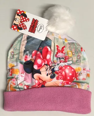 Produktbild von Minnie Maus Mädchen Winter Mütze mit Bommel Minnie Mouse rosa Größe 54