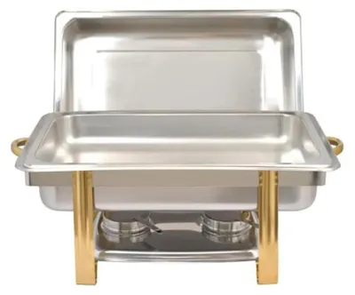 Produktbild von Buffetwärmer - Rechteckige Chafing Dish 9L - Edelstahl Speisenwärmer - Mit Deckel - Für Catering & Bankette - Silber