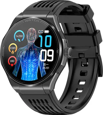 Obrázek produktu pro JA03 Chytré hodinky, 1,43palcový displej AMOLED | Bluetooth hovory | Více zdravotních funkcí, silikonový náramek, černá barva