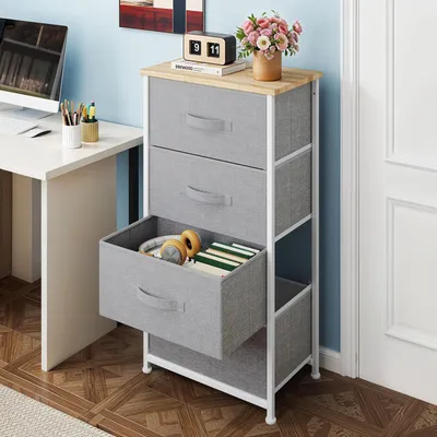 Produktbild von YITAHOME Schubladenschrank Kommode mit 4 Stoffschubladen, Aufbewahrungsschrank, 45x30x95 cm, Grau