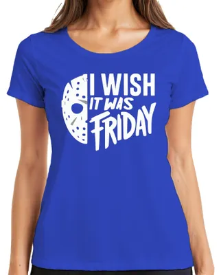 Obrázek produktu pro I wish it was Friday Horror Maske Freitag13 Grusel Halloween dámské tričko, černá, XL