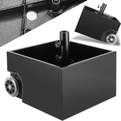 Immagine prodotto di Supporto per ombrellone Clanmacy con 2 rotelle, peso dell'ombrellone in metallo, 44,5 x 44,5 x 27 cm, per giardino e terrazza, fino a 150 libbre