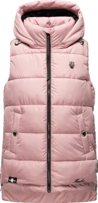 Produktbild von Marikoo Zarinaa Damen Herbst Steppweste mit Kapuze Bodywarmer Vegan Ärmellose Weste Powder Rose Gr. 34 - XS